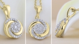 Round Lab Grown White Diamond Twisted & Swirl Circle Pendant for her (0.29 ctw Color H-I Clarity SI2) | 14K Yellow Gold