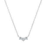 Round Lab Grown White Diamond Three Stone Past Present Future Chevron Style Pendant for Women (0.53 ctw Color H-I Clarity SI2) | 10K White Gold
