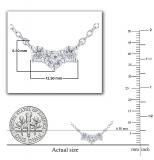Round Lab Grown White Diamond Three Stone Past Present Future Chevron Style Pendant for Women (0.53 ctw Color H-I Clarity SI2) | 10K White Gold