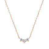 Round Lab Grown White Diamond Three Stone Past Present Future Chevron Style Pendant for her (0.53 ctw Color H-I Clarity SI2) | 10K Rose Gold