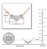 Round Lab Grown White Diamond Three Stone Past Present Future Chevron Style Pendant for her (0.53 ctw Color H-I Clarity SI2) | 10K Rose Gold