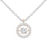 Round Lab Grown White Diamond Center Dancing Stone Pendant with Silver Chain for Women (0.60 ctw, Color H-I, Clarity I1-I2) in 14K Rose Gold