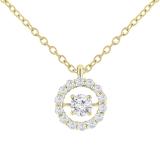 Round Lab Grown White Diamond Center Dancing Stone Pendant with Gold Chain for Women (0.60 ctw, Color H-I, Clarity I1-I2) in 18K Yellow Gold