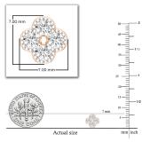 Round Lab Grown White Diamond Floral Metal Beaded Edge Push Back Stud Earrings for Women 1/2 CT (0.48 ctw Color H-I Clarity SI2) in 18K Rose Gold