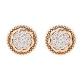 Round Lab Grown White Diamond Metal Beaded Circle Frame Swirl Push Back Stud Earrings for Women 1/3 CT (0.32 ctw, Color H-I, Clarity SI2) in 18K Rose Gold