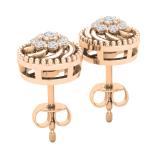 Round Lab Grown White Diamond Metal Beaded Circle Frame Swirl Push Back Stud Earrings for Women 1/3 CT (0.32 ctw, Color H-I, Clarity SI2) in 18K Rose Gold