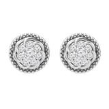 Round Lab Grown White Diamond Metal Beaded Circle Frame Swirl Screw Back Stud Earrings for Women 1/3 CT (0.32 ctw, Color H-I, Clarity SI2) in 925 Sterling Silver
