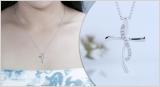Round Lab Grown White Diamond Swirl Style Twist Cross Pendant for Women 18 Inch Silver Chain (0.12 ctw Color H-I Clarity SI2) in 925 Sterling Silver