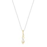 Round Lab Grown White Diamond Twisted Criss Cross Swirl Pendant for Women with 18 Inch Silver Chain (0.15 ctw, Color H-I, Clarity SI2) in 18K Yellow Gold