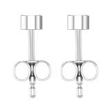 Round Lab Grown White Diamond Vertical 2 Stone Style Pushback Stud Earrings for Her (0.24 ctw, Color H-I, Clarity I1-I2) in 925 Sterling Silver