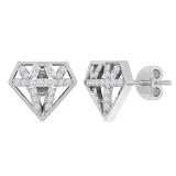 Round Lab Grown White Diamond Crystal Shape Stud Earrings with Post Push Back for Women 1/4 CT (0.25 ctw, Color H-I, Clarity SI2) in 925 Sterling Silver