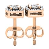 Round Lab Grown White Diamond Cushion Shape Textured Illusion Set Pushback Stud Earrings for Women (0.10 ctw, Color H-I, Clarity SI2) in 18K Rose Gold