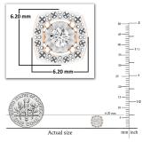 Round Lab Grown White Diamond Cushion Shape Textured Illusion Set Pushback Stud Earrings for Women (0.10 ctw, Color H-I, Clarity SI2) in 18K Rose Gold