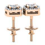 Round Lab Grown White Diamond Cushion Shape Textured Illusion Set Screwback Stud Earrings for Women (0.10 ctw, Color H-I, Clarity SI2) in 18K Rose Gold
