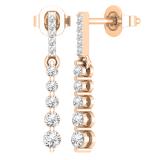 Round Lab Grown White Diamond Ascending Order Dangling Drop Earrings with Push Back for Women 1/2 CT (0.56 ctw, Color H-I, Clarity SI2) in 10K Rose Gold