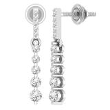 Round Lab Grown White Diamond Ascending Order Dangling Drop Earrings with Screw Back for Women 1/2 CT (0.56 ctw, Color H-I, Clarity SI2) in 925 Sterling Silver