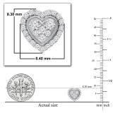 Round Lab Grown White Diamond Outlined Heart Halo Style Screwback Stud Earrings for Women (0.34 ctw Color H-I Clarity SI2) in 925 Sterling Silver