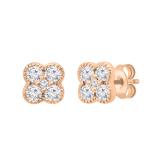 5 Stone Round Lab Grown White Diamond Interwoven Blossom Flower Design Pushback Stud Earrings for Women (0.33 ctw, Color H-I, Clarity SI2) in 18K Rose Gold