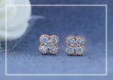 5 Stone Round Lab Grown White Diamond Interwoven Blossom Flower Design Pushback Stud Earrings for Women (0.33 ctw, Color H-I, Clarity SI2) in 18K Rose Gold