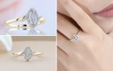 Round Lab Grown White Diamond Marquise Shape Engagement Ring for Women 1/5 CT (0.20 ctw, Color H-I, Clarity SI2) in 10K Yellow Gold