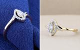 Round Lab Grown White Diamond Marquise Shape Engagement Ring for Women 1/5 CT (0.20 ctw, Color H-I, Clarity SI2) in 10K Yellow Gold
