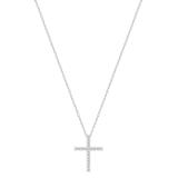 Round Lab Grown White Diamond Religious Cross Pendant for Women 1/10 CT (0.11 ctw, Color H-I, Clarity Si2) in 925 Sterling Silver