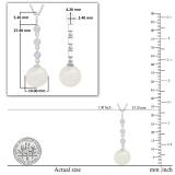 10mm Freshwater Pearl & 0.18 ctw Lab Grown White Diamond 3 Stone Drop Down Pendant with 18 Inch Silver Chain for Women in 925 Sterling Silver