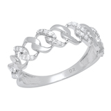 Lab Grown Round White Diamond Cuban Style Engagement Ring for Women (0.22 ctw Color H-I Clarity SI2) in 925 Sterling Silver