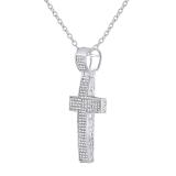 0.50 CT Round Lab Grown White Diamond Religious Cross Pendant with 18 inch Gold Chain for Men (0.50 ctw, Color H-I, Clarity SI2) in 10K White Gold