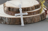 Round Lab Grown White Diamond Classic Faith Charm Cross Unisex Pendant with 18 inch Silver Chain (0.25 ctw, Color H-I, Clarity SI2) in 925 Sterling Silver