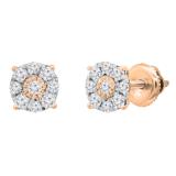 Round Lab Grown White Diamond Halo Illusion Set Screwback Stud Earrings for Women (0.27 ctw, Color H-I, Clarity SI2) in 18K Rose Gold