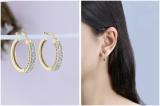 Round Lab Grown White Diamond Curved Edge Hinged Hoop Earrings for Her (0.23 ctw, Color H-I, Clarity SI2) in 10K Yellow Gold