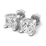7mm Round Lab Grown White Diamond 4 Prong Solitaire Stud Earrings for Her (3.00 ctw, Color D, Clarity VVS2) in 10K White Gold in Screw Back