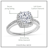 IGI Certified 1.48 Cttw Cushion & Round Lab Grown Diamond Solitaire Engagement Ring, 925 Sterling Silver