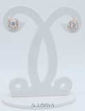 18K Rose Gold Flower Stud Earrings, IGI Certified 2.65 CT Cushion and Round Lab Grown Diamond in Push Back