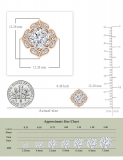 18K Rose Gold Flower Stud Earrings, IGI Certified 2.65 CT Cushion and Round Lab Grown Diamond in Push Back