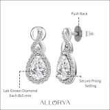 IGI Certified 2.04 Cttw Pear & Round Lab Grown Diamond Teardrop Stud Earrings, 10K White Gold in Push Back