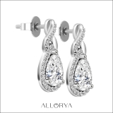 IGI Certified 2.04 Cttw Pear & Round Lab Grown Diamond Teardrop Stud Earrings, 10K White Gold in Push Back