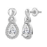 IGI Certified 2.04 Cttw Pear & Round Lab Grown Diamond Teardrop Stud Earrings, 10K White Gold in Screw Back