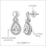 IGI Certified 2.04 Cttw Pear & Round Lab Grown Diamond Teardrop Stud Earrings, 10K White Gold in Screw Back