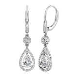 IGI Certified 2.18 cttw Pear & Round Lab Grown Diamond Lever Back Earrings, 10K White Gold