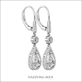 IGI Certified 2.18 cttw Pear & Round Lab Grown Diamond Lever Back Earrings, 10K White Gold