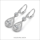 IGI Certified 2.18 cttw Pear & Round Lab Grown Diamond Lever Back Earrings, 10K White Gold