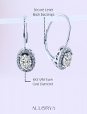 IGI Certified 1.16 ctw Oval & Round Lab Grown Diamond Halo Lever-back Earrings, 10K White Gold