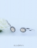 IGI Certified 1.16 ctw Oval & Round Lab Grown Diamond Halo Lever-back Earrings, 10K White Gold