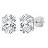10K White Gold 4 Prong Solitaire Stud Earrings, IGI Certified 1.30 CT Oval Lab Grown Diamond in Push Back