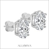 10K White Gold 4 Prong Solitaire Stud Earrings, IGI Certified 1.30 CT Oval Lab Grown Diamond in Push Back