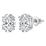 10K White Gold 4 Prong Solitaire Stud Earrings, IGI Certified 1.30 CT Oval Lab Grown Diamond in Screw Back