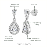 IGI Certified 2.00 Cttw Pear & Round Lab Grown Diamond Stud Earrings, 10K White Gold in Push Back