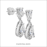 IGI Certified 2.00 Cttw Pear & Round Lab Grown Diamond Stud Earrings, 10K White Gold in Push Back
